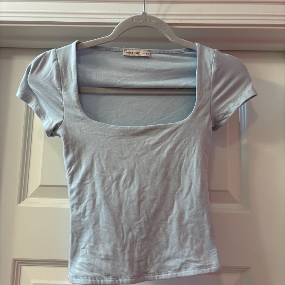 Sincerely Jules Light Blue Short Sleeve Top